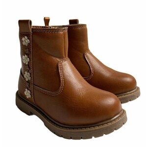 Carter’s Toddler Girls Coro Above Ankle Boot With Flower Detail Brown Size 8 New